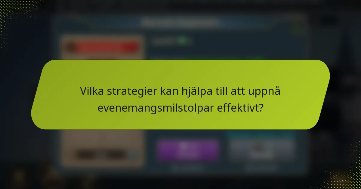 Vilka strategier kan hjälpa till att uppnå evenemangsmilstolpar effektivt?