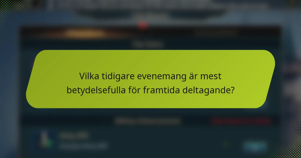 Vilka tidigare evenemang är mest betydelsefulla för framtida deltagande?